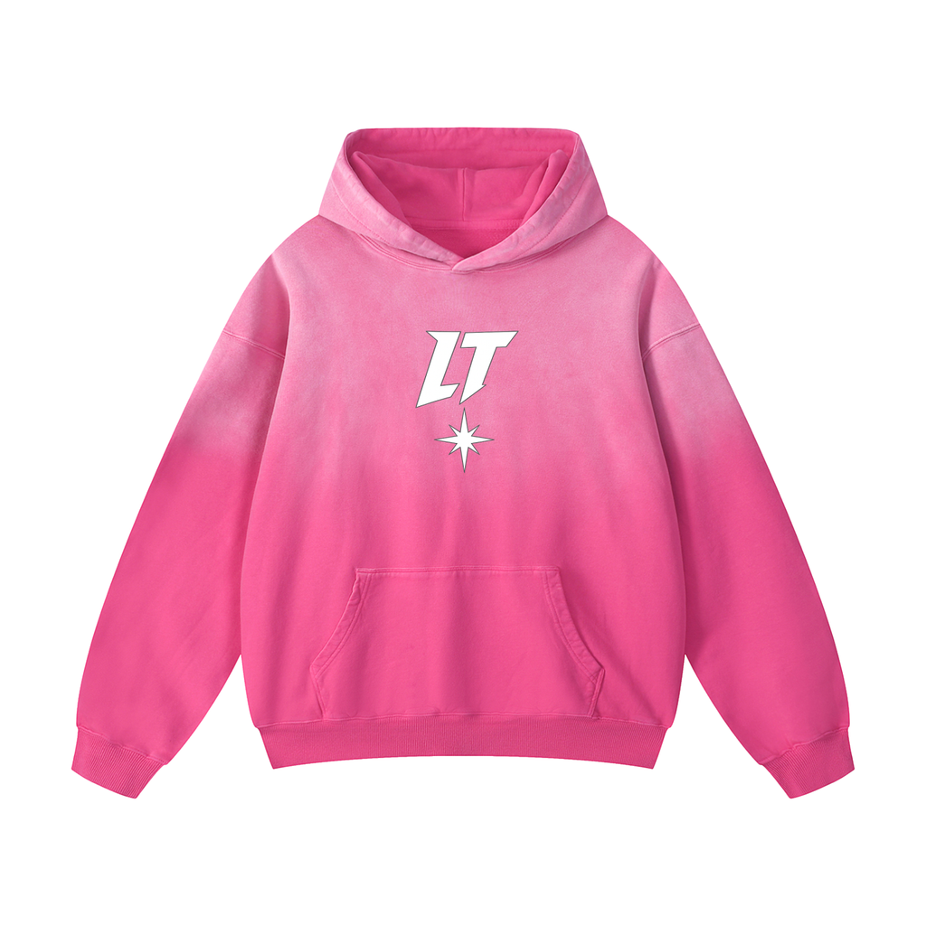 SUNFADE HOODIE PINK — sudadera oversize rosa con lavado sunfade, vista 1