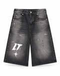 BAGGY DENIM SHORT VINTAGE BLACK — short vaquero baggy negro lavado vintage, vista 1
