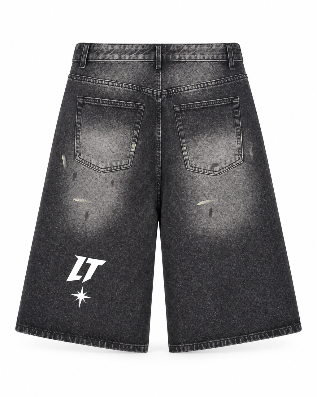 BAGGY DENIM SHORT VINTAGE BLACK — short vaquero baggy negro lavado vintage, vista 2