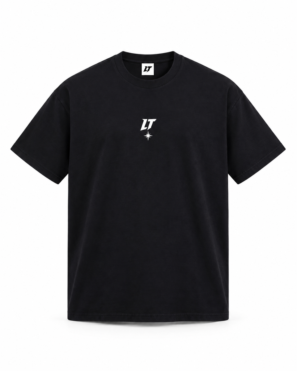 ESSENTIAL TEE BLACK EXTENDED — camiseta negra oversize hasta 5XL, vista 1