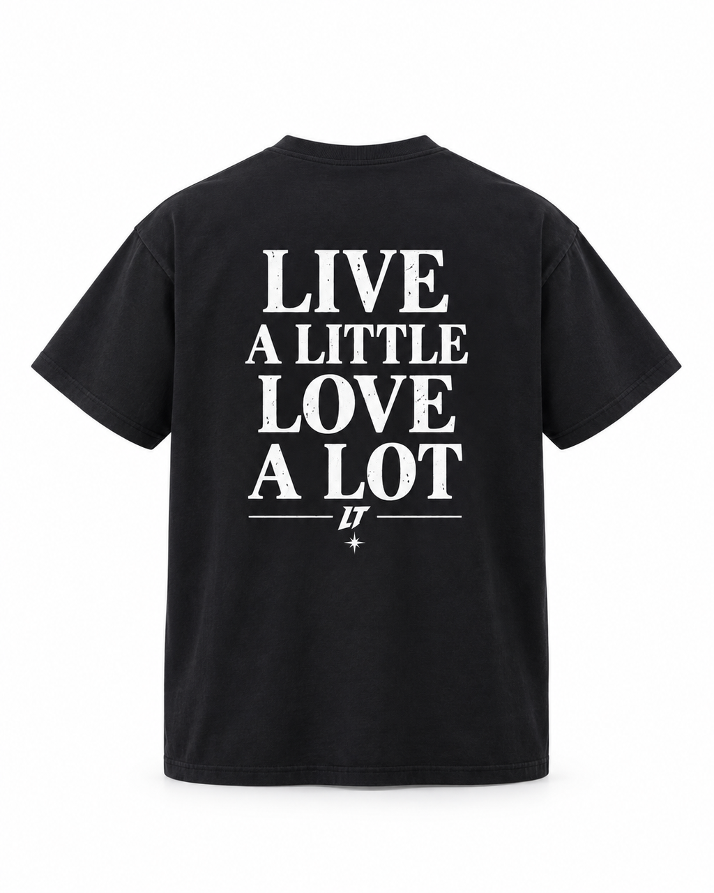 ESSENTIAL TEE BLACK EXTENDED — camiseta negra oversize hasta 5XL, vista 2